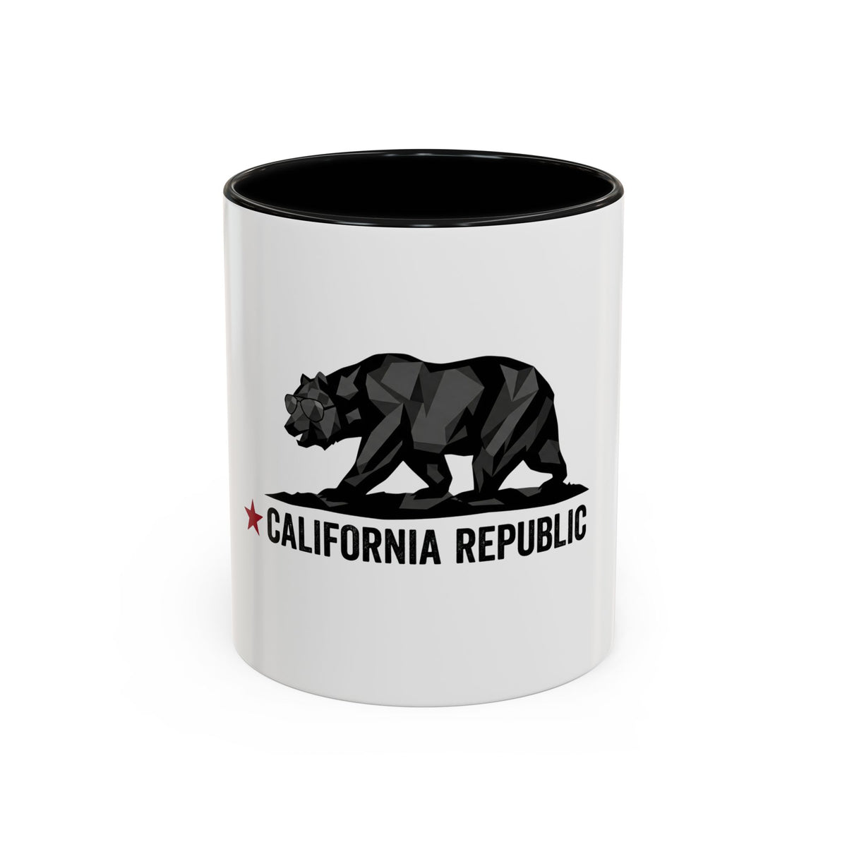 California Republic Geometric Bear Accent Coffee Mug — State Flag Inspired 11/15 oz