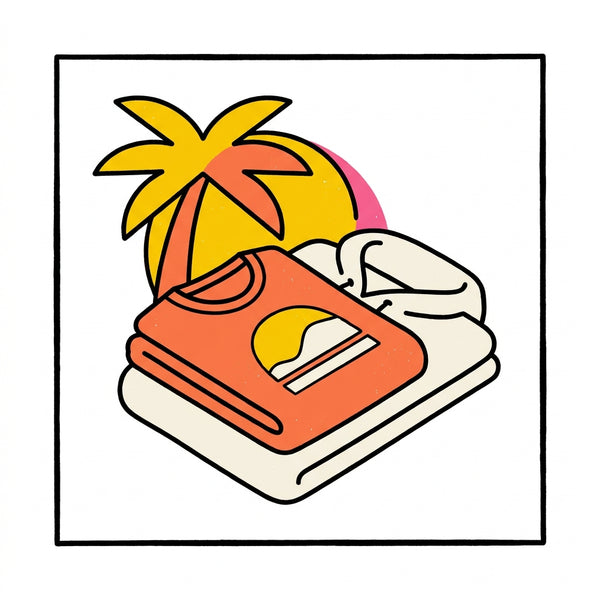 California apparel — vintage tees and hoodies illustration