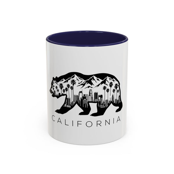 California Bear Skyline Accent Coffee Mug — Palm Trees & Mountains (11/15oz)