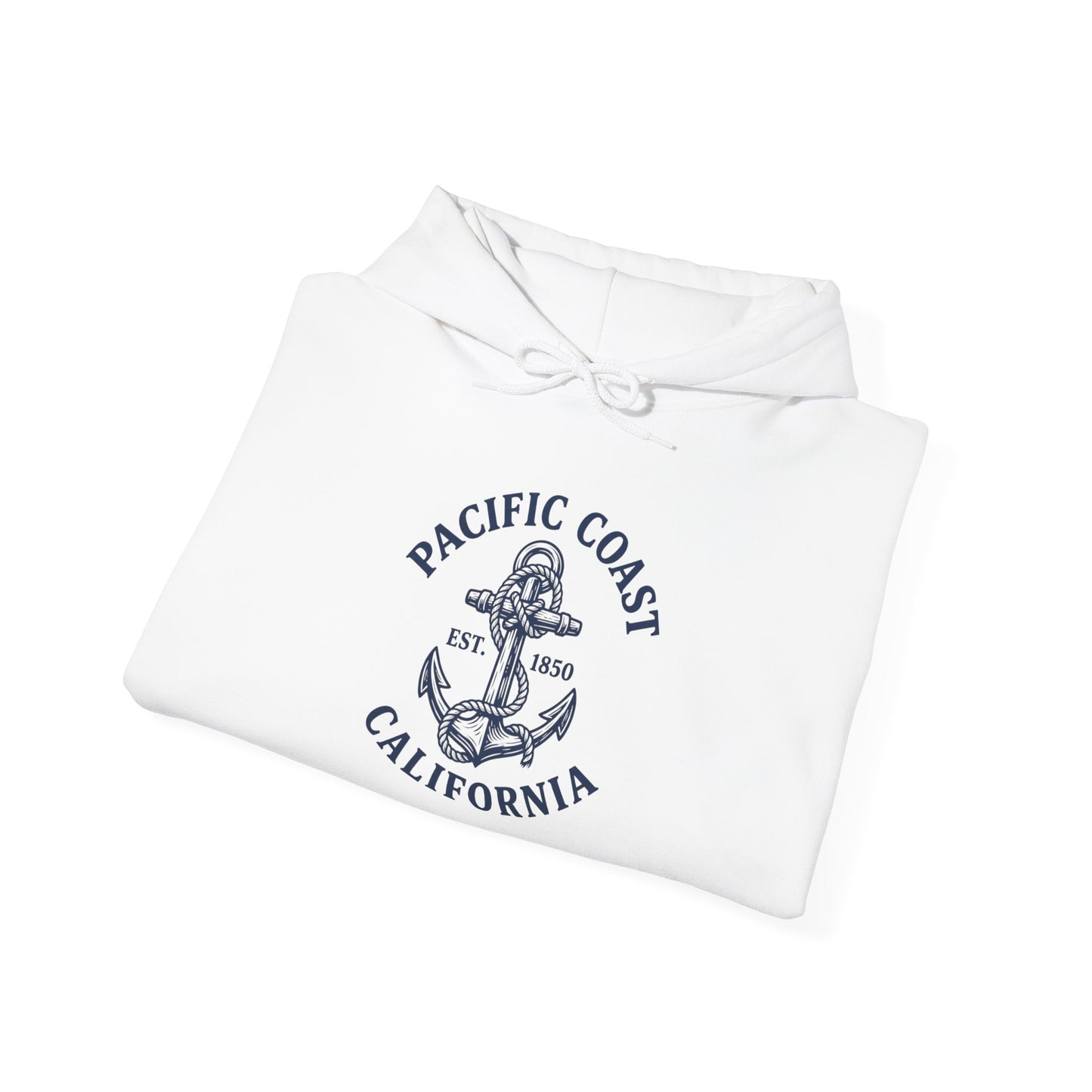 Pacific Coast California Anchor Hoodie — Nautical Vintage Beach Sweatshirt