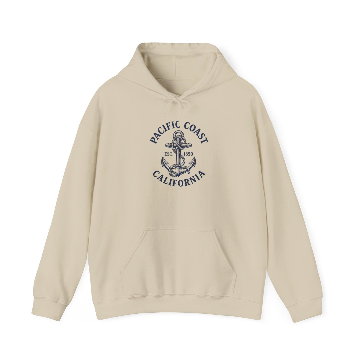 Pacific Coast California Anchor Hoodie — Nautical Vintage Beach Sweatshirt
