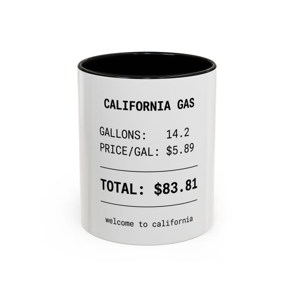 California Gas Receipt Coffee Mug — "Total: 83.81" Accent Mug