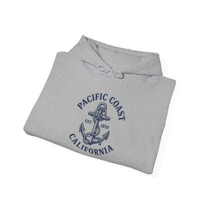 Pacific Coast California Anchor Hoodie — Nautical Vintage Beach Sweatshirt
