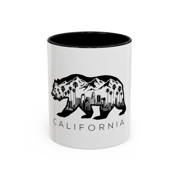 California Bear Skyline Accent Coffee Mug — Palm Trees & Mountains (11/15oz)